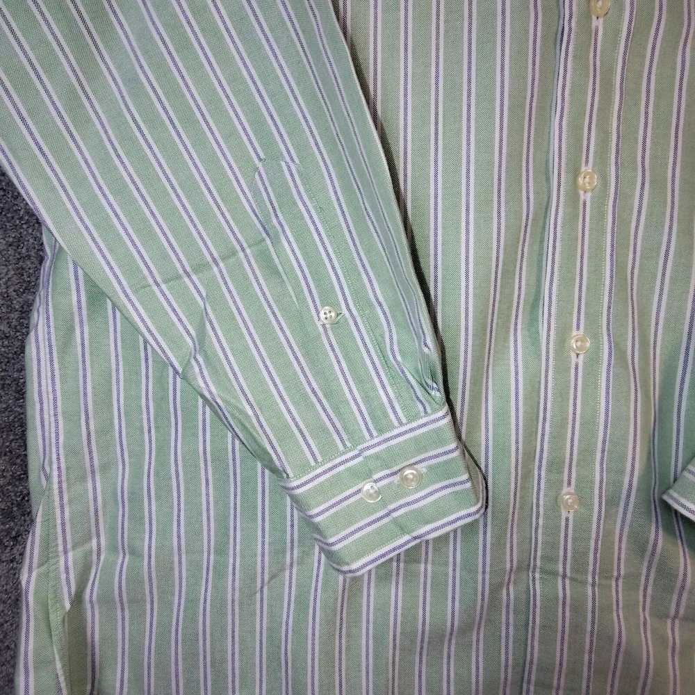 Polo Ralph Lauren Shirt Mens 16 1/2 32/33 Green Blue Classic Fit Striped Preppy